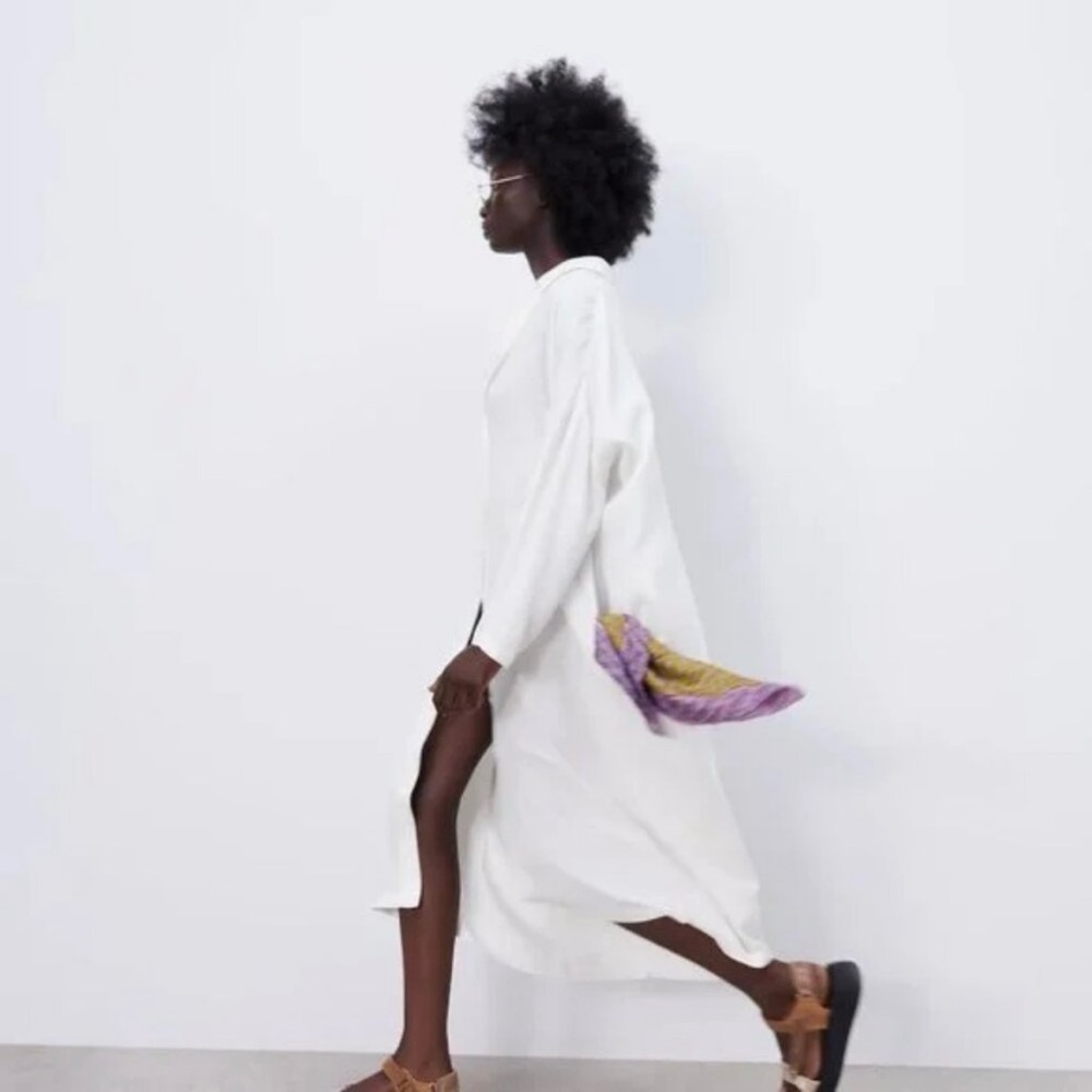 NWT ZARA OYSTER WHITE OVERSIZED SHIRT DRESS size M